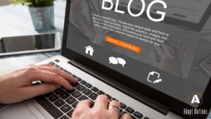 person writing a blog