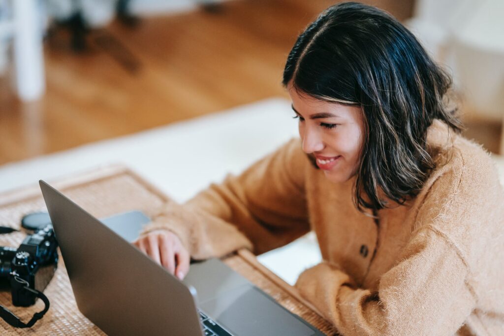 female freelancer on a laptop