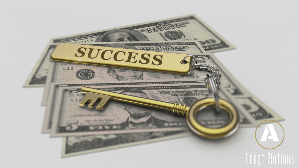 keys to success laying on top of money