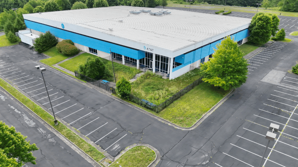 Aerial Shot From Drone of AT&T Building in Lebanon, VA
