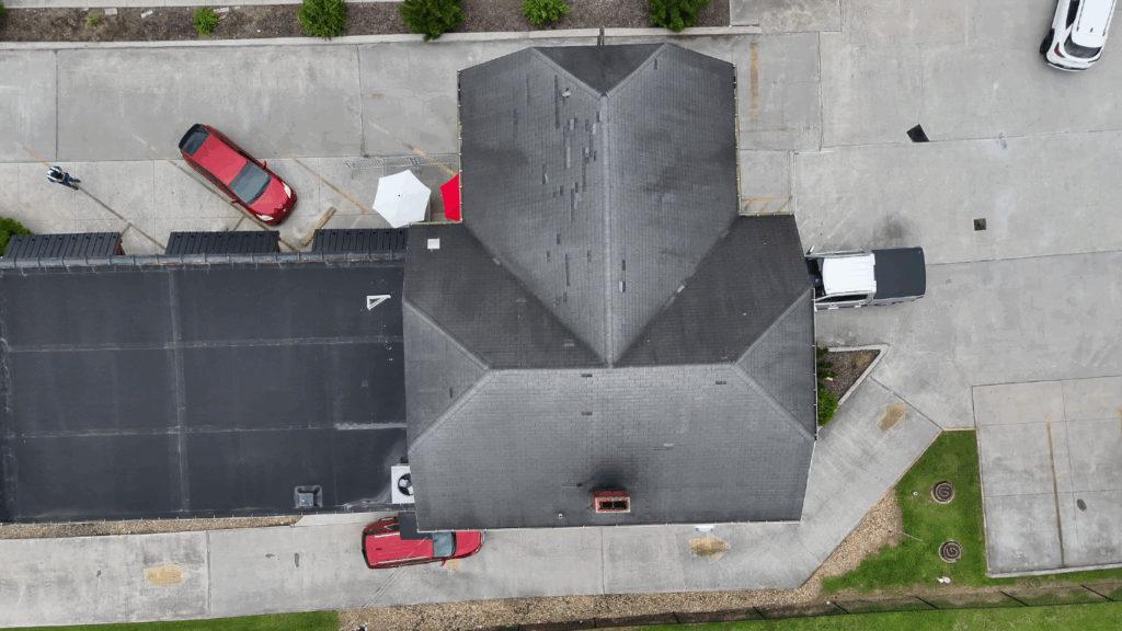 Drone Roof Inspection Showing Shingles Missing