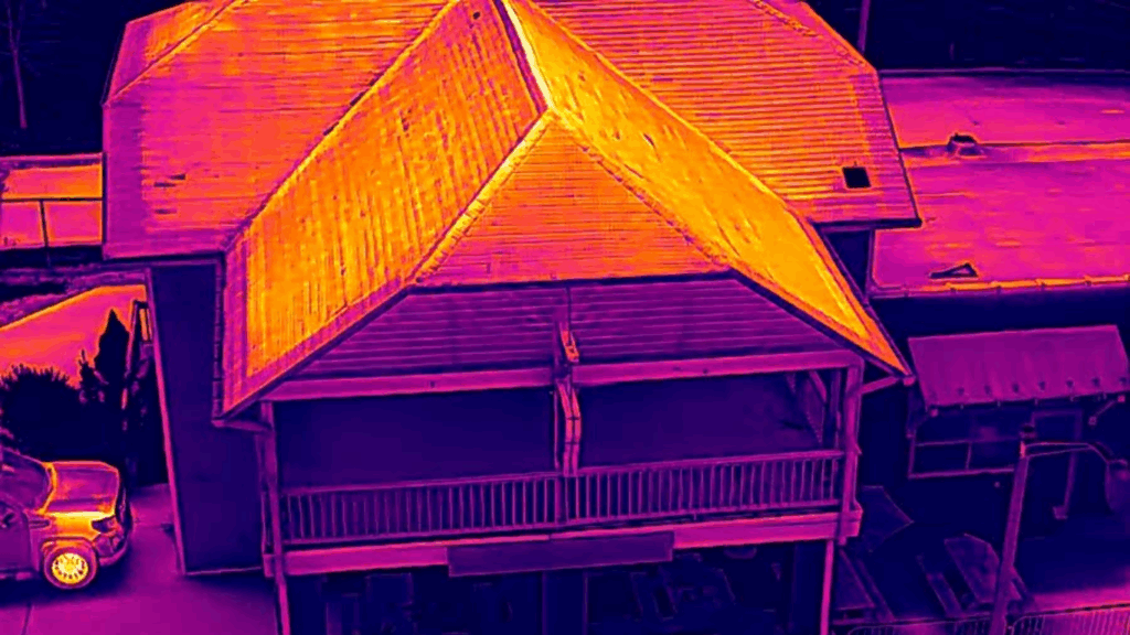 Thermal Image of Roof Inspection With A Drone