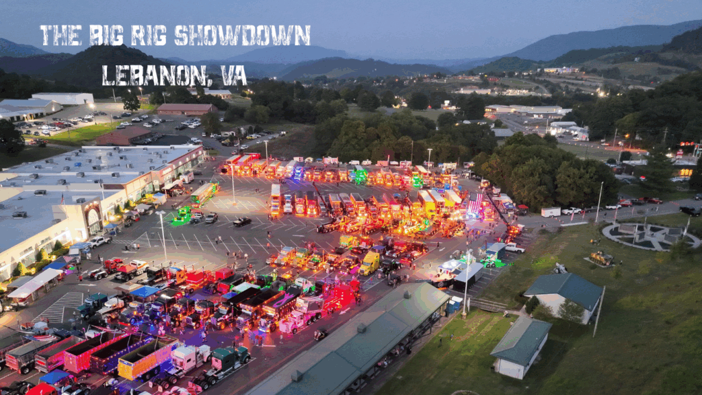 Commercial Marketing Aerial Drone Shot of Big Rig Showdown in Lebanon, VA