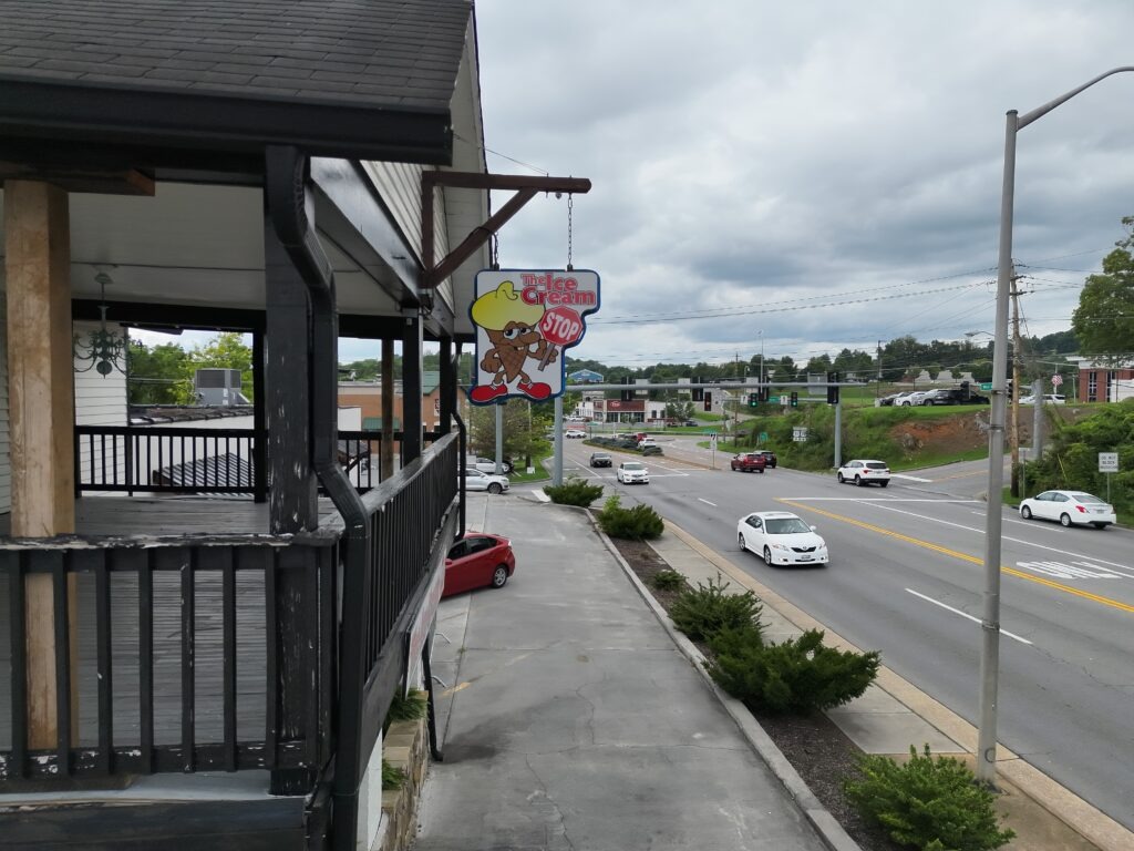 Commercial Marketing Aerial Drone Shot of The Ice Cream Stop in Abingdon, VA
