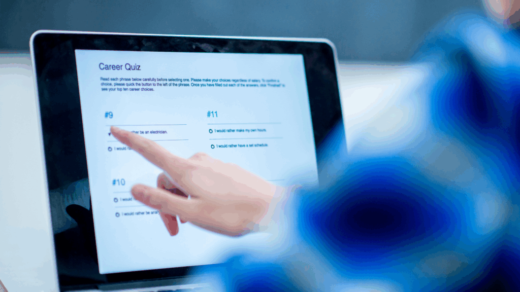 Person Taking an Online Quiz