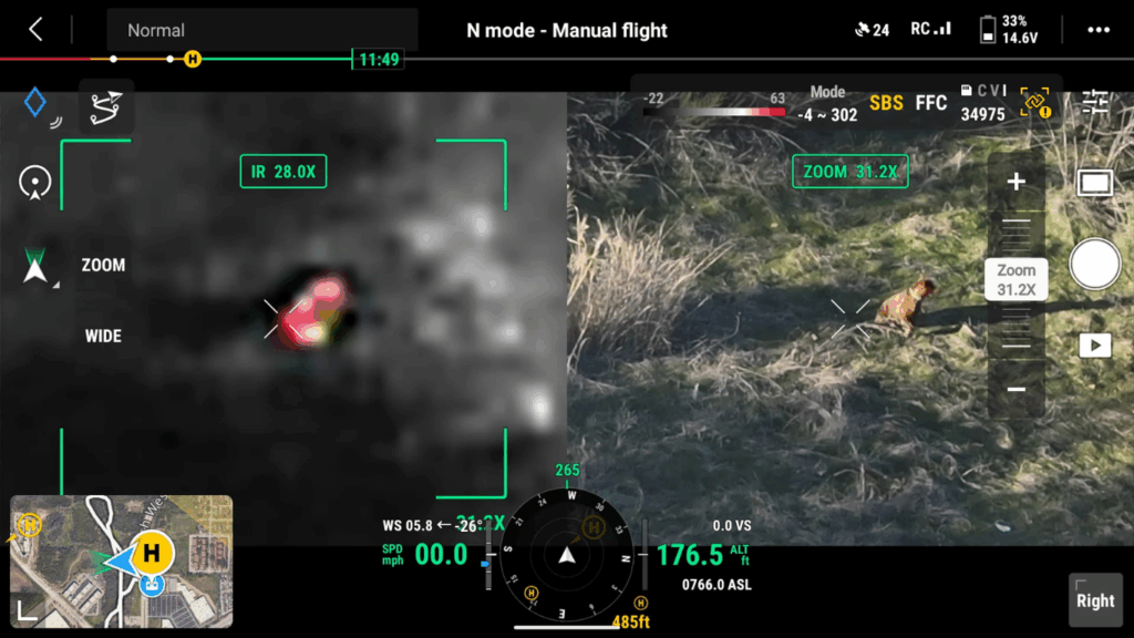 Thermal Footage of Drone Finding a Lost Dog