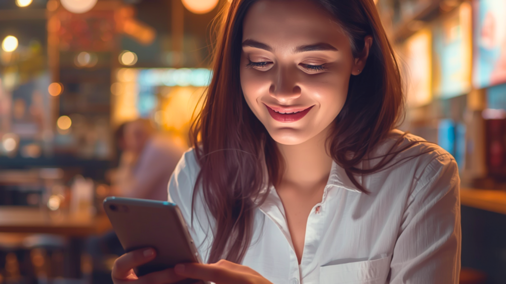 A Women Having a Pleasant User Experience While Visiting a Website.