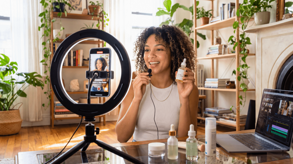 Social Media Micro Influencer Promoting a Product for a Local Business.